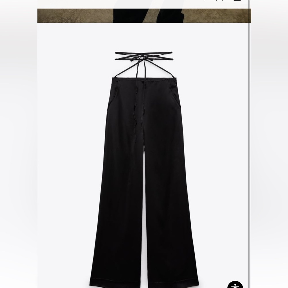 Satin pants wide leg with ties to wrap around